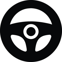 Obraz premium Steering Wheel Icon Automotive Control Driving Symbol