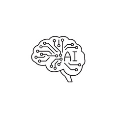Artificial Intelligence Brain Circuit Technology AI Icon Vector Illustration Design