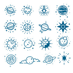 Universe icon set   Big collection of space icon set   Bondi Blue colour solar system vector icon illustration © CSE20