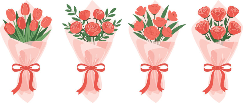 Large collection of romantic Valentines Day elements including red roses chocolate bars heart shaped gifts and love letters.