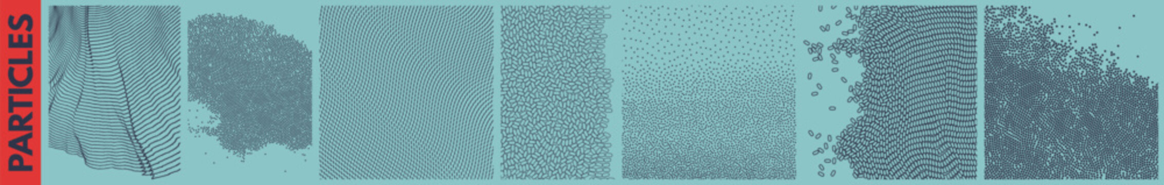 Dynamic particles. Dotted background. Matrix of chaotic ovals. Cover design template. Vector illustration for brochure, poster, cover, card, presentation, flyer or banner.