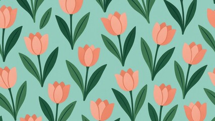 Floral tulip pattern wallpaper