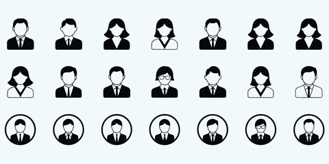 Fototapeta premium Business User Icons Diverse Professional Profiles on Light Blue Background avatars