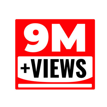 9M Views Massive Reach Counter PNG, Audience Growth Badge Graphic, Engagement Rise Label Design, Viral Success Tag Icon, Viewer Count Sticker PNG
