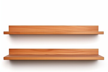 Two empty wooden shelves providing versatile storage and display space on a clean white background