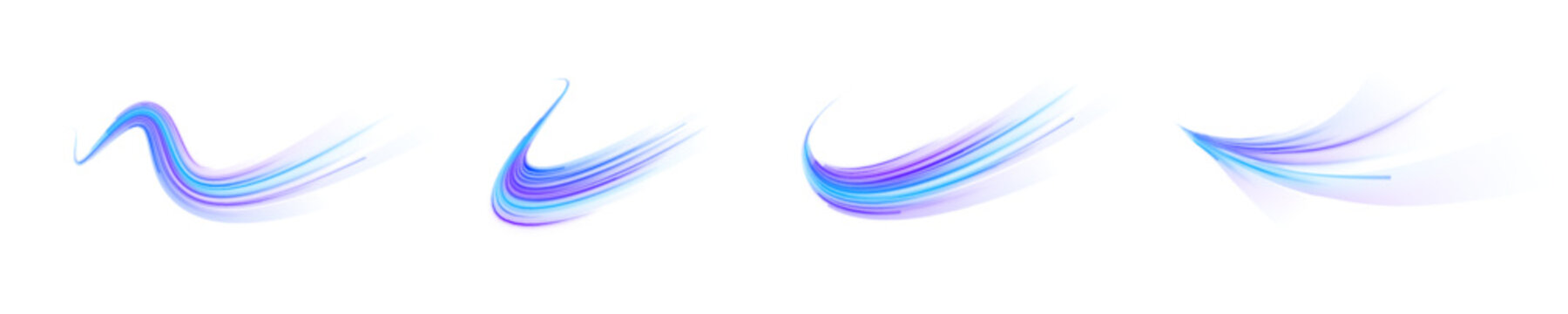 Bright neon blue lines swirl dynamically. Curving light trails suggest rapid digital flow. Futuristic abstract illustration of speed and motion.