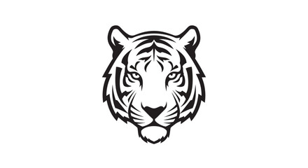 Obraz premium Black and White Tiger Head Illustration.