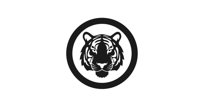 Black and white tiger head logo.
