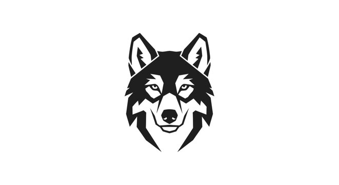Black and White Wolf Head Illustration.