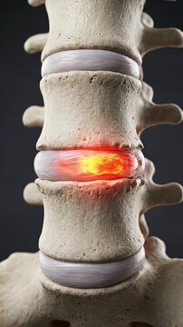 Inflamed disc spine vertebra back pain spinal injury medical illustration anatomy disc herniation skeletal healthcare spine pain spinal column chronic inflammation herniated disc lumbar spine model