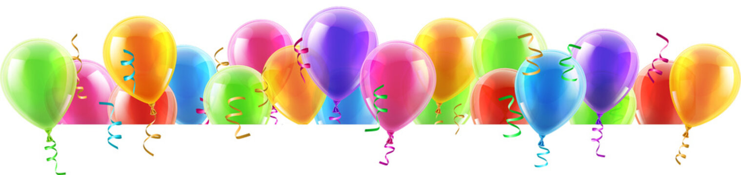 A birthday balloons party balloon frame header colorful baloon border design element