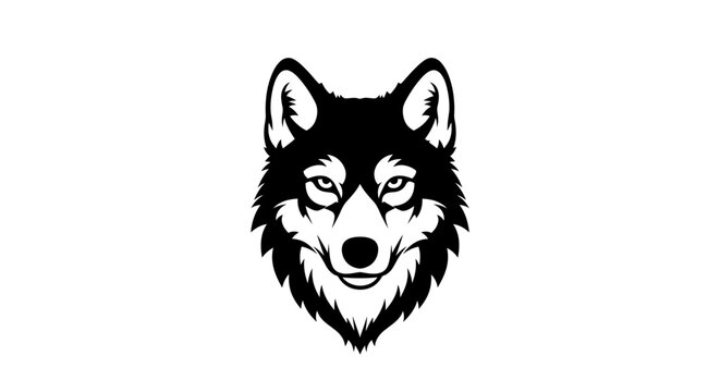Black and white wolf head portrait.