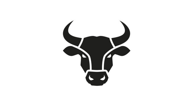 Black bull head with horns icon.
