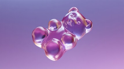 Fototapeta premium Gummy bear floating in a dreamy pastel haze