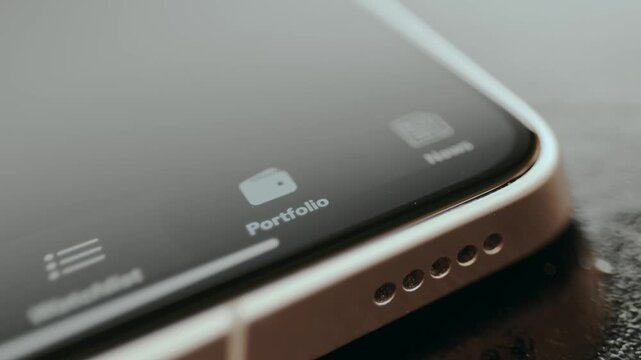 Person taps the option labeled Portfolio within app navigation menu