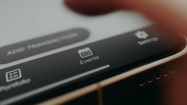 Person taps the option labeled Events within a user interface menu