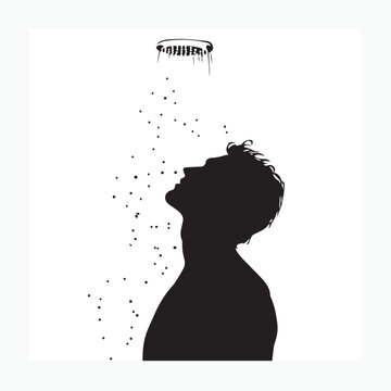 silhouette of a man under the shower