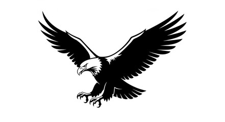 Black silhouette of an eagle in flight with outstretched wings.
