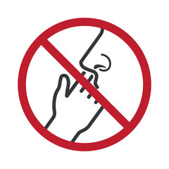 Isolated prohibition sign of nose picking indicating bad habit restriction in public places, hygiene warning, and etiquette rule for cleanliness