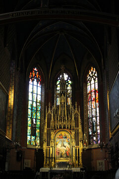 God Father Stained Glass August 2024 Famous Wyspianski window inside Franciscan basilica