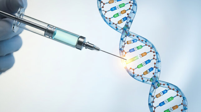 Dna gene editing genetic engineering biotechnology medical research laboratory syringe injection genome molecular dna gene editing biotechnology medical research laboratory syringe injection
