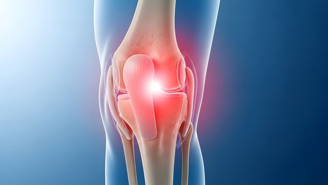 Knee joint pain and inflammation medical illustration