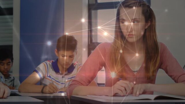 Animation of network of connections over students learning