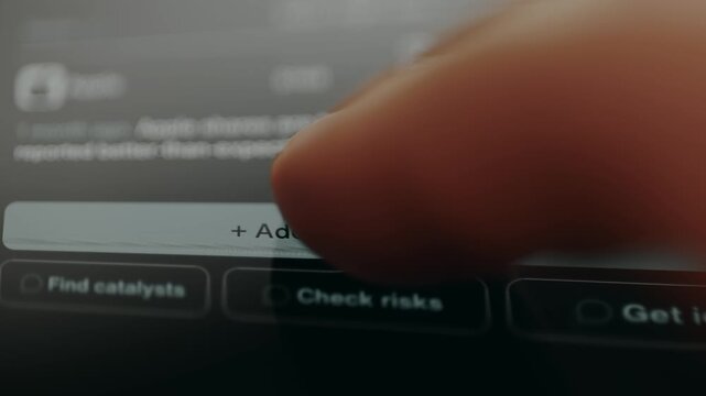 Finger taps the option labeled Add to portfolio