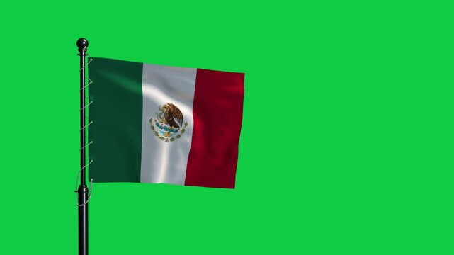 Mexico Flag Waving Loop Animation Green Screen 4K