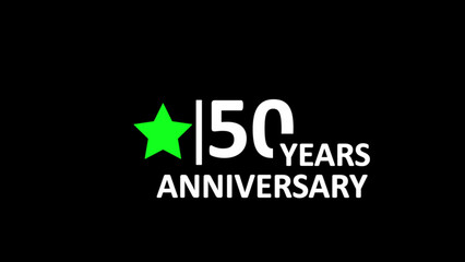 Fifty years anniversary golden jubilee style text with green star on black background area