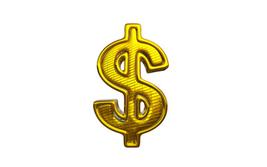Obraz premium 3D Luxury Gold Dollar Sign on png transparent background.