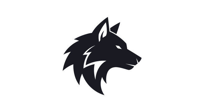 Black Wolf Head Logo Design Silhouette.