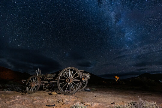 Old Wooden Wagon Under Stars