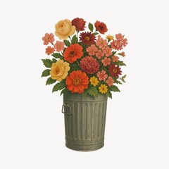 Naklejka premium Vibrant floral bouquet illustration