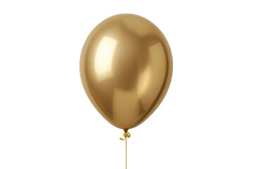 Shiny gold metallic balloon isolated on transparent background symbolizing celebration, party and joyful events