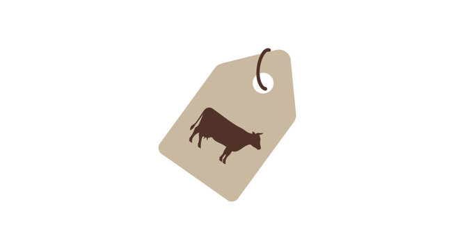 Brown Cow Tag Label Icon Symbol.