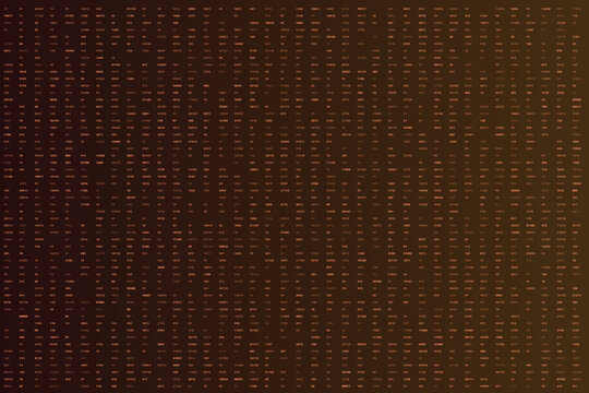 A dynamic grid of glowing binary code and decimal numbers on a warm gradient