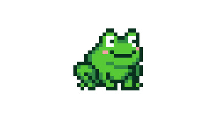 Fototapeta premium Pixel Art Green Frog Character Illustration.