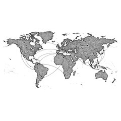 Obraz premium Abstract world map with connecting lines, representing global communication and travel.