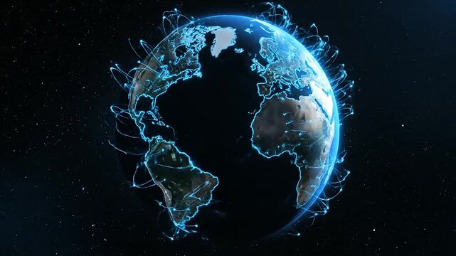 Digital Connections Span the Globe A Visual Representation of Worldwide Network and Data Flow