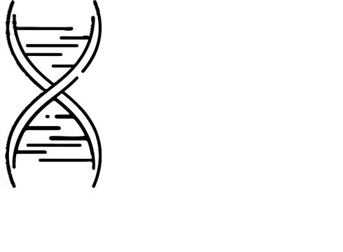Stylized black and white double helix DNA strand