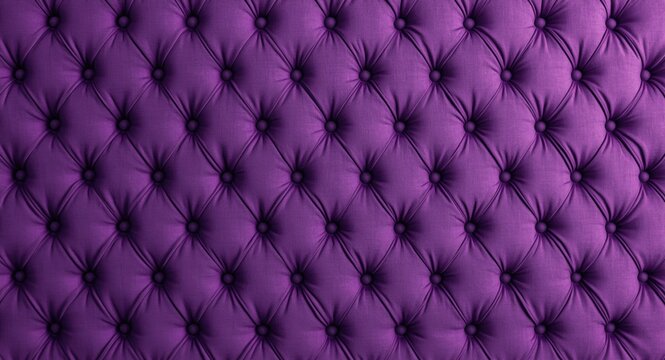 Decorative interior background of purple tufted diamond fabric with button embellishments