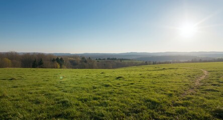 Fototapeta premium A sunny spring afternoon with fresh breezes blowing on a plateau