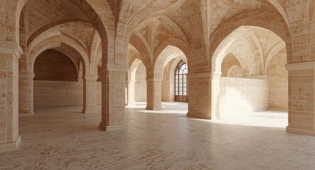 Obraz premium Architectural concept art of an interior space with 3D rendered arches