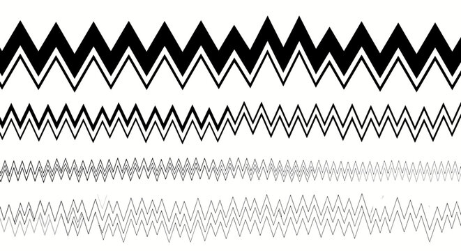 Black Zigzag Pattern on White Background, Geometric Design Element