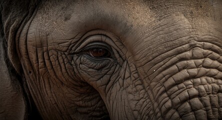 Fototapeta premium Elephant eye image highlighting sorrowful expressions and conservation urgency