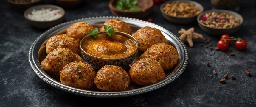Delicious Indian savory treats platter nimki methi mathi and namak pare