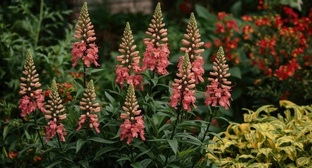 Fototapeta premium Charming arrangement of Houttuynia flowers thriving in a verdant garden environment