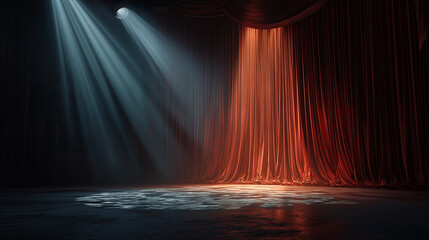 クラシックな劇場の赤い緞帳と豪華なステージ（オペラ・コンサート・舞台背景）