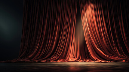クラシックな劇場の赤い緞帳と豪華なステージ（オペラ・コンサート・舞台背景）